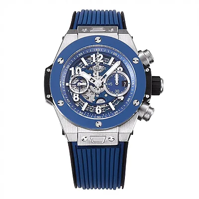 JJ Factory Hublot Big Bang Watch - Blue Chronograph with Skeleton Dial, Automatic Movement, Titanium Case, Super Clone Design