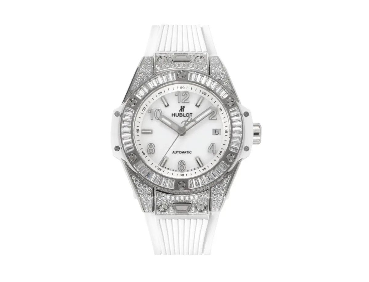 TMF Factory Hublot Big Bang One-Click 39mm Stainless Steel White Pave Watch - Automatic, White Strap, Super Clone Quality