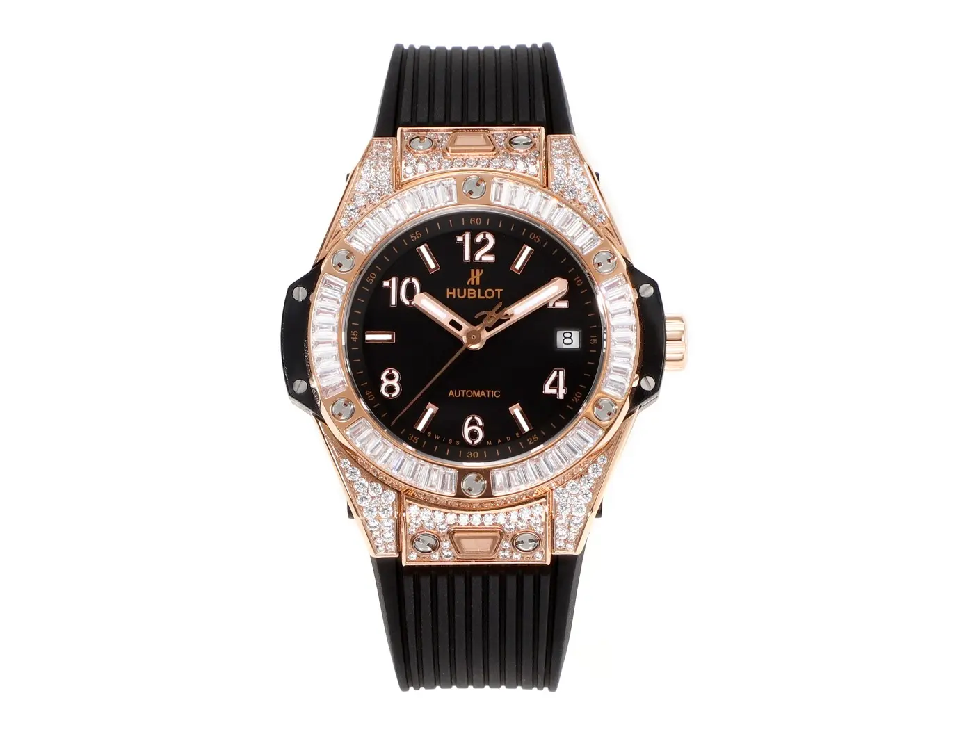 GS Factory HUBLOT Big Bang One-Click Rose Gold and Black Diamond-Set Automatic Watch - 39mm - Super Clone Edition