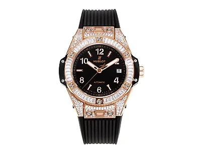 GS Factory HUBLOT Big Bang One-Click Rose Gold and Black Diamond-Set Automatic Watch - 39mm - Super Clone Edition