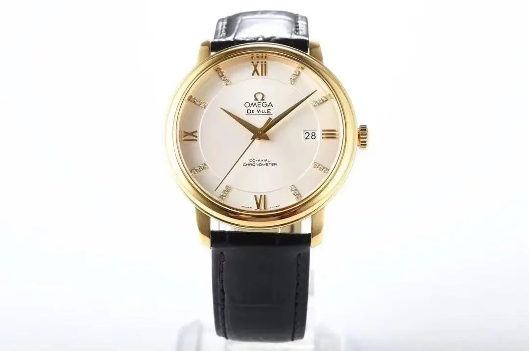 Omega De Ville Gold Watch Black Strap