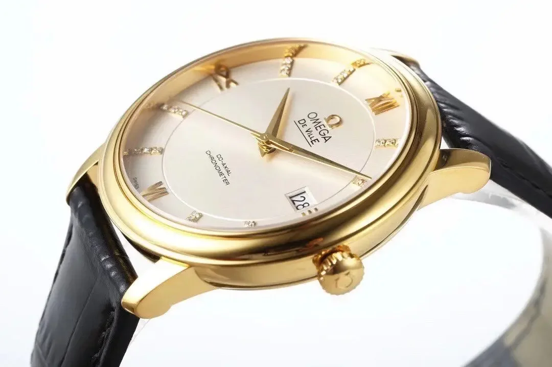 Omega De Ville Gold Watch Black Strap