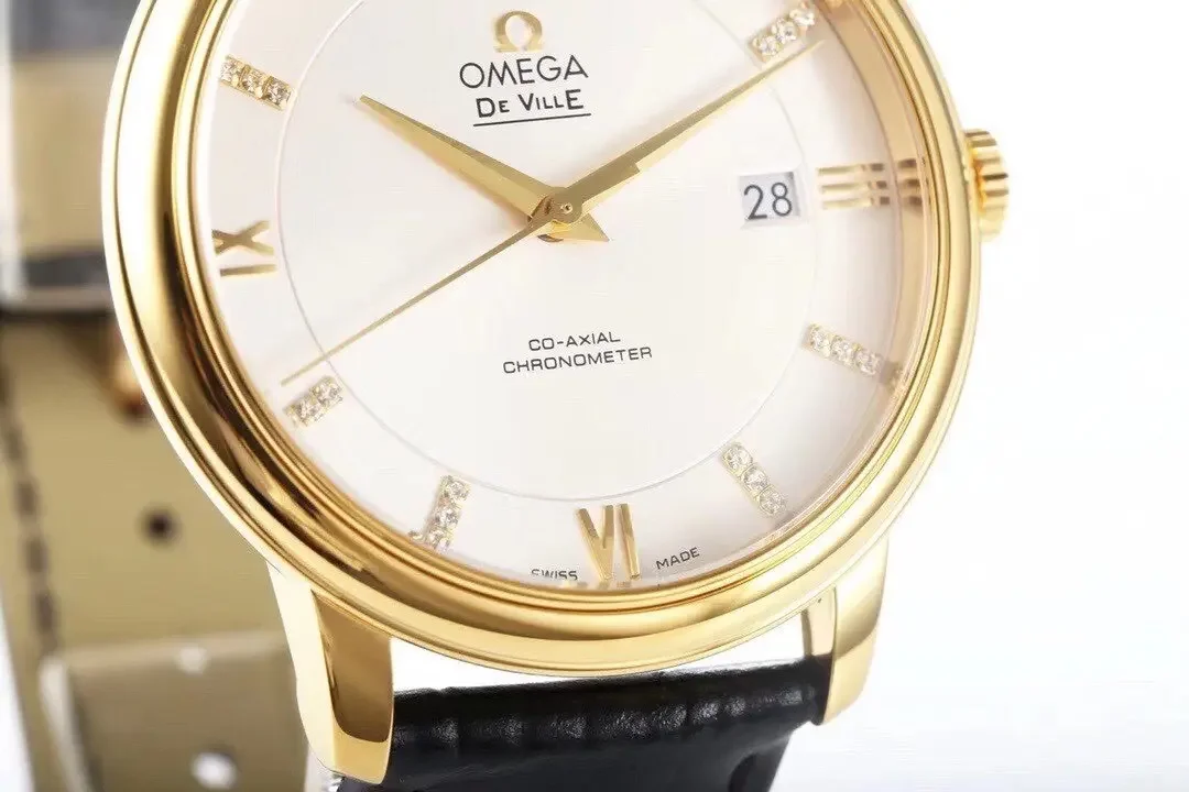 Omega De Ville Gold Watch Black Strap