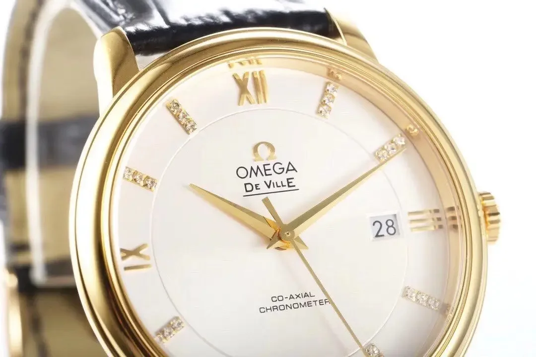 Omega De Ville Gold Watch Black Strap