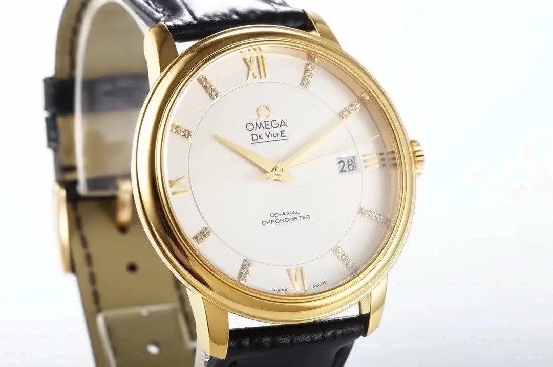 Omega De Ville Gold Watch Black Strap