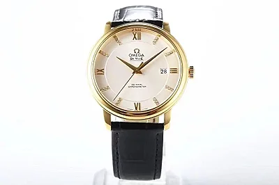 Omega De Ville Gold Watch Black Strap