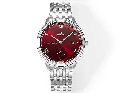 Omega De Ville Prestige Red Dial Steel Watch