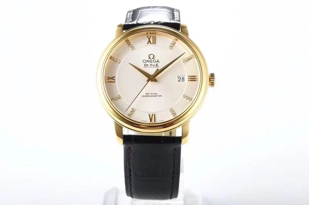 ZF Factory Omega De Ville Gold Watch with Black Strap - Premium VSF Watches
