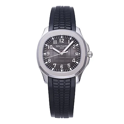 3K Factory Patek Philippe Aquanaut Grey Dial Black Rubber Strap Stainless Steel Watch