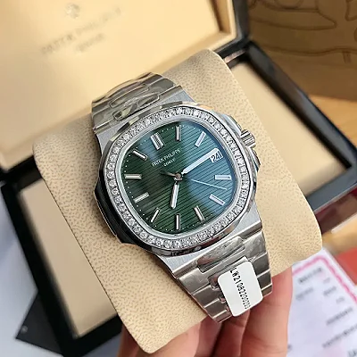 3K Factory Patek Philippe Nautilus Green Dial  Bezel Stainless Steel Automatic Men's Watch