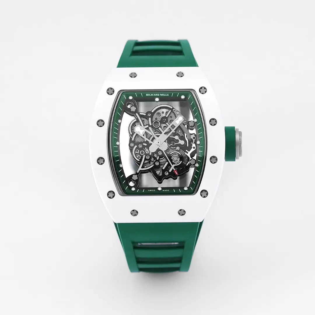 ZF Factory Richard Mille White Ceramic Green Strap Super Clone Watch - Premium Replica Richard Mille