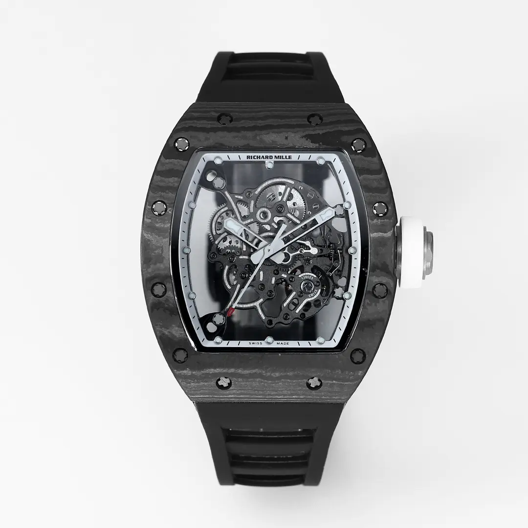 ZF Factory Richard Mille RM055 Carbon Fiber Black Rubber Super Clone Luxury Watch