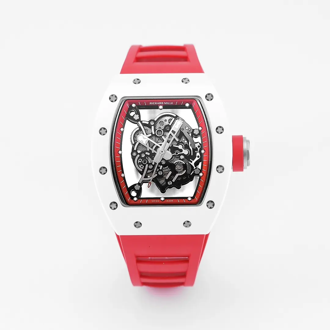 ZF Factory Richard Mille White Ceramic Red Strap Super Clone Watch - Premium Replica Richard Mille