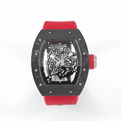 APS Factory Richard Mille Carbon Fiber Super Clone Watch with Red Strap - Premium Replica Richard Mille