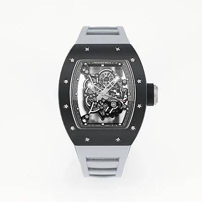 RM Factory Richard Mille Black Ceramic Watch Grey Strap - Premium Super Clone Watches