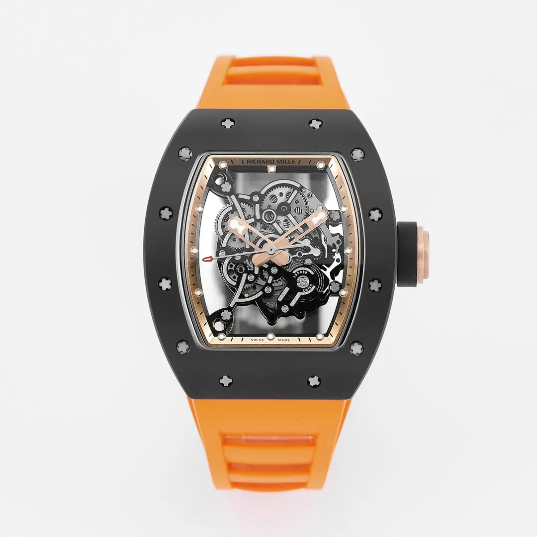APS Factory Richard Mille Black Ceramic Orange Strap Super Clone Watch - Premium Replica Richard Mille