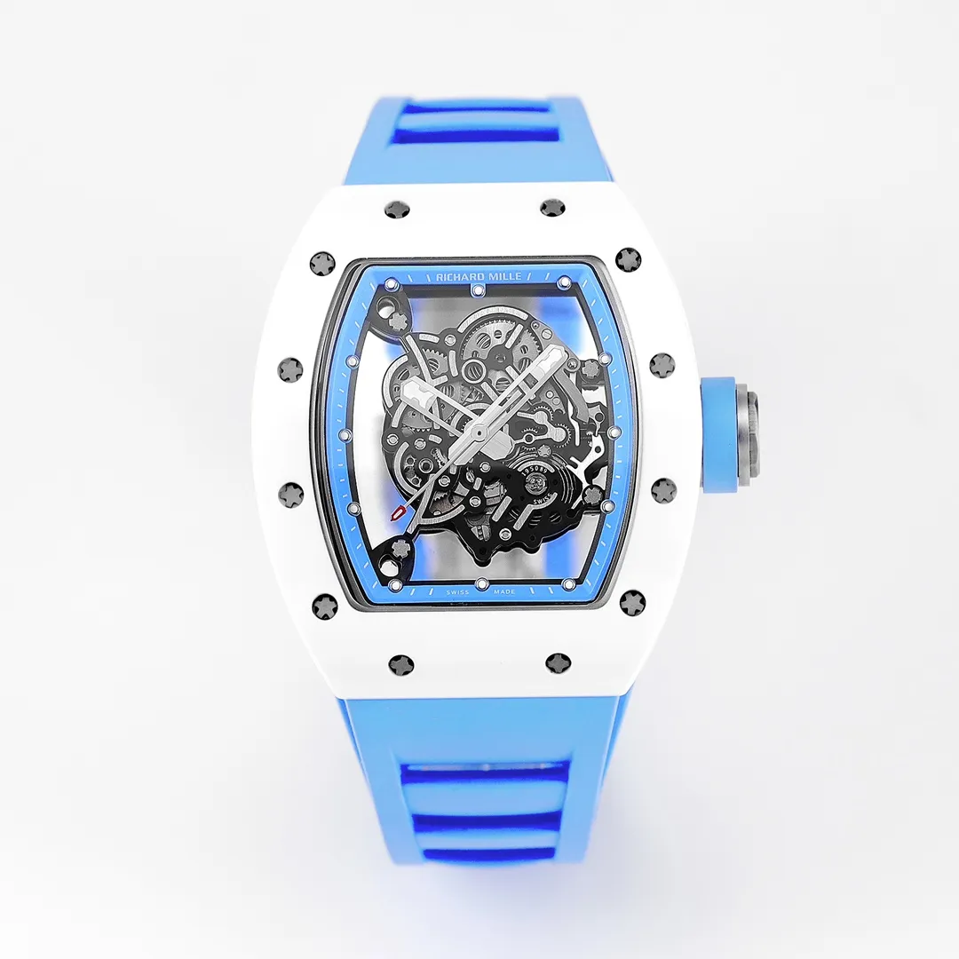 BBR Factory Richard Mille White Ceramic Blue Strap Super Clone Watch - Premium Replica Richard Mille Watch