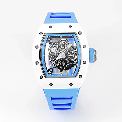 EUR Factory Richard Mille White Ceramic Blue Strap Super Clone Watch - Premium Replica Richard Mille Watch