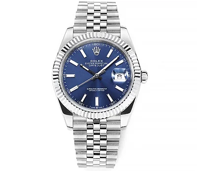 Rolex Datejust 41mm Watch - Silver with Blue Dial, Fluted Bezel, Super Clone VSF Rolex