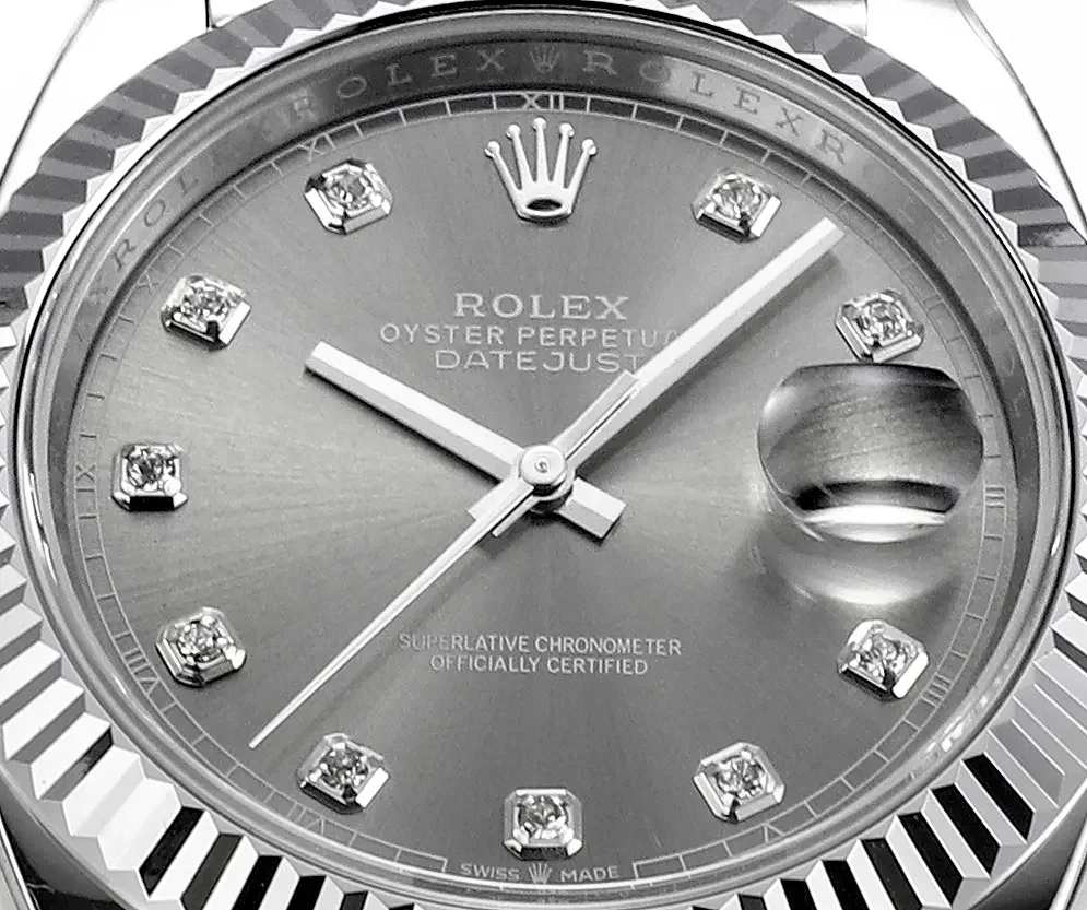 VS Factory Rolex Datejust 41mm Watch - Silver Dial, Diamond Markers, Stainless Steel Jubilee Bracelet, Super Clone VSF Rolex