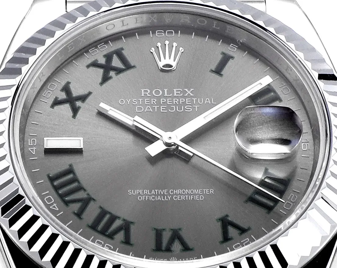 VS Factory Rolex Datejust 41mm Watch - Silver with Grey Dial, Fluted Bezel, Super Clone VSF Watch