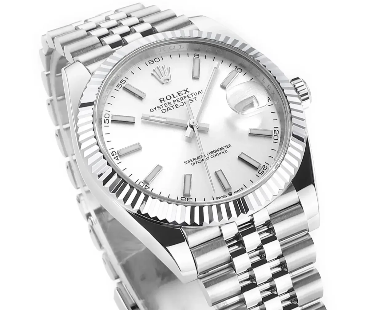 Rolex Datejust 41mm Silver Fluted Bezel Stainless Steel VSF Super Clone Watch