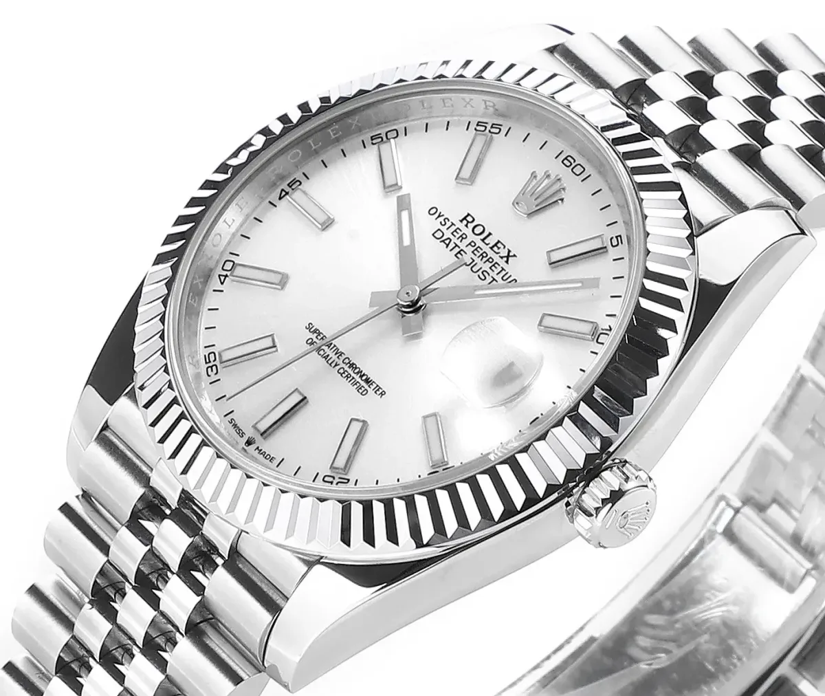 Rolex Datejust 41mm Silver Fluted Bezel Stainless Steel VSF Super Clone Watch