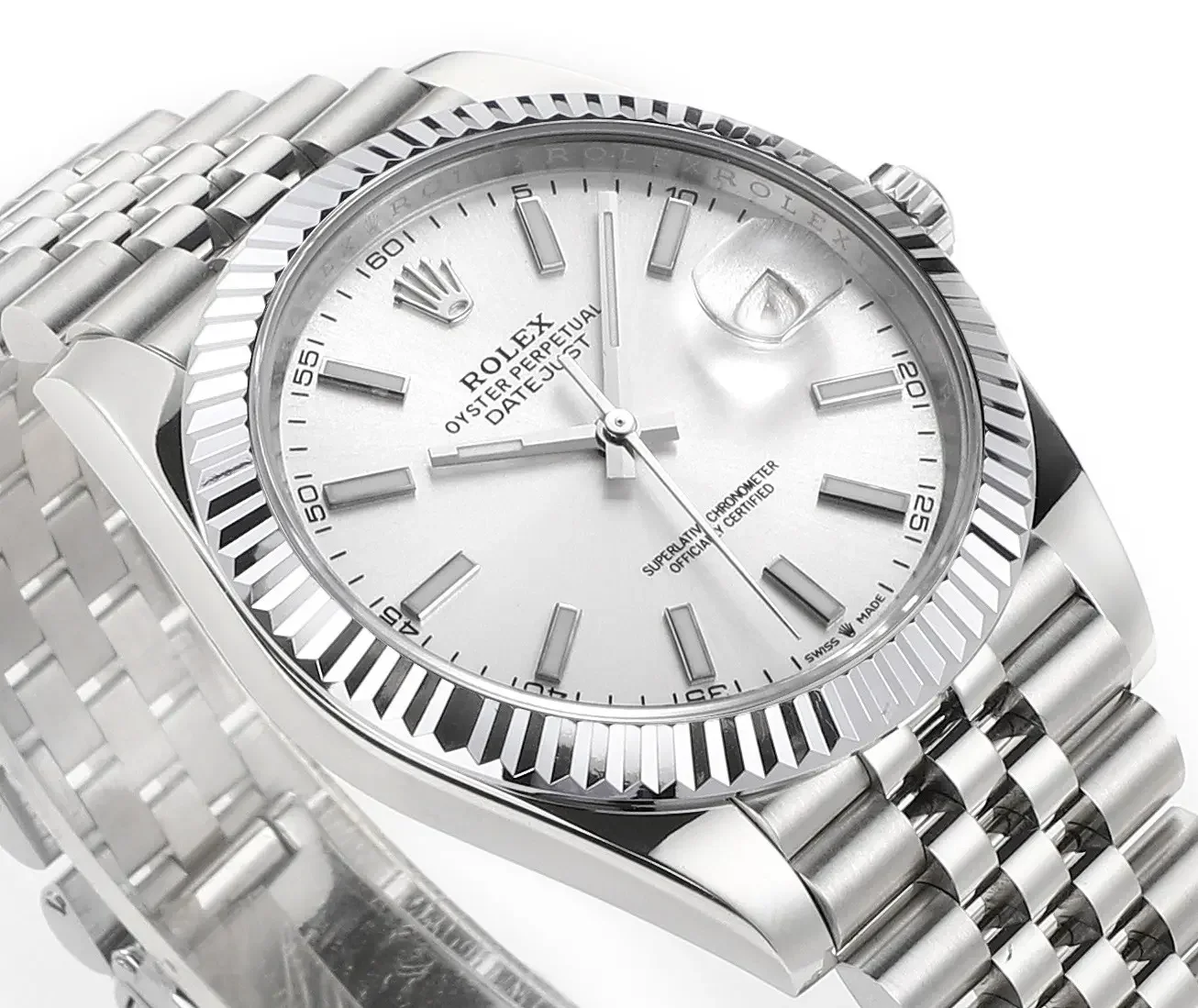 Rolex Datejust 41mm Silver Fluted Bezel Stainless Steel VSF Super Clone Watch