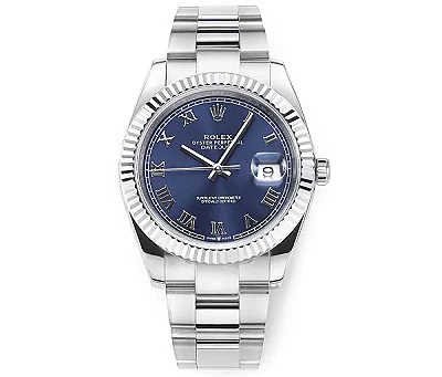 Rolex Datejust 41mm Watch - Blue Dial, Fluted Bezel, Stainless Steel, Super Clone VSF Watch