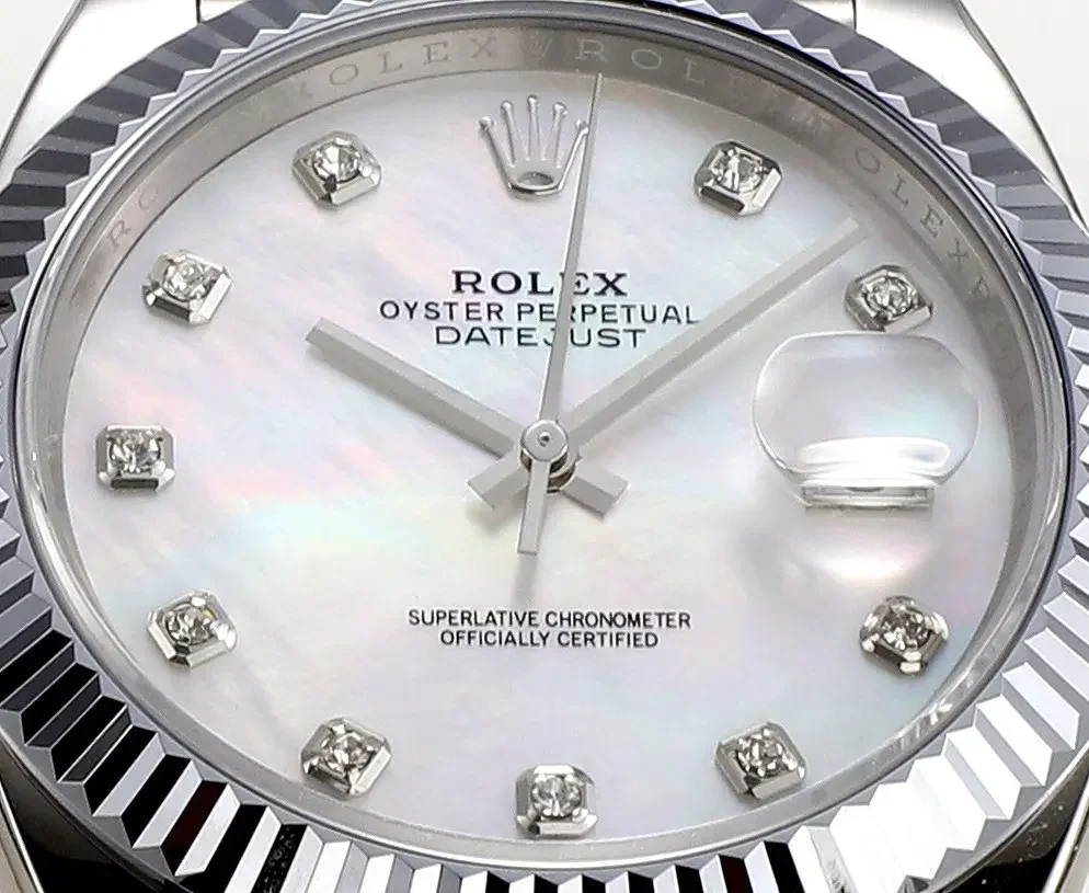 Rolex Datejust 41mm Silver Stainless Steel Watch with Diamond Dial, Fluted Bezel, and VSF Super Clone Quality