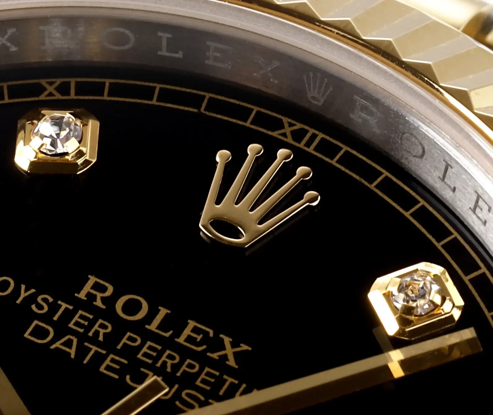 Rolex Datejust 41mm Watch - Two-Tone Steel and Gold with Black Diamond Dial - Super Clone