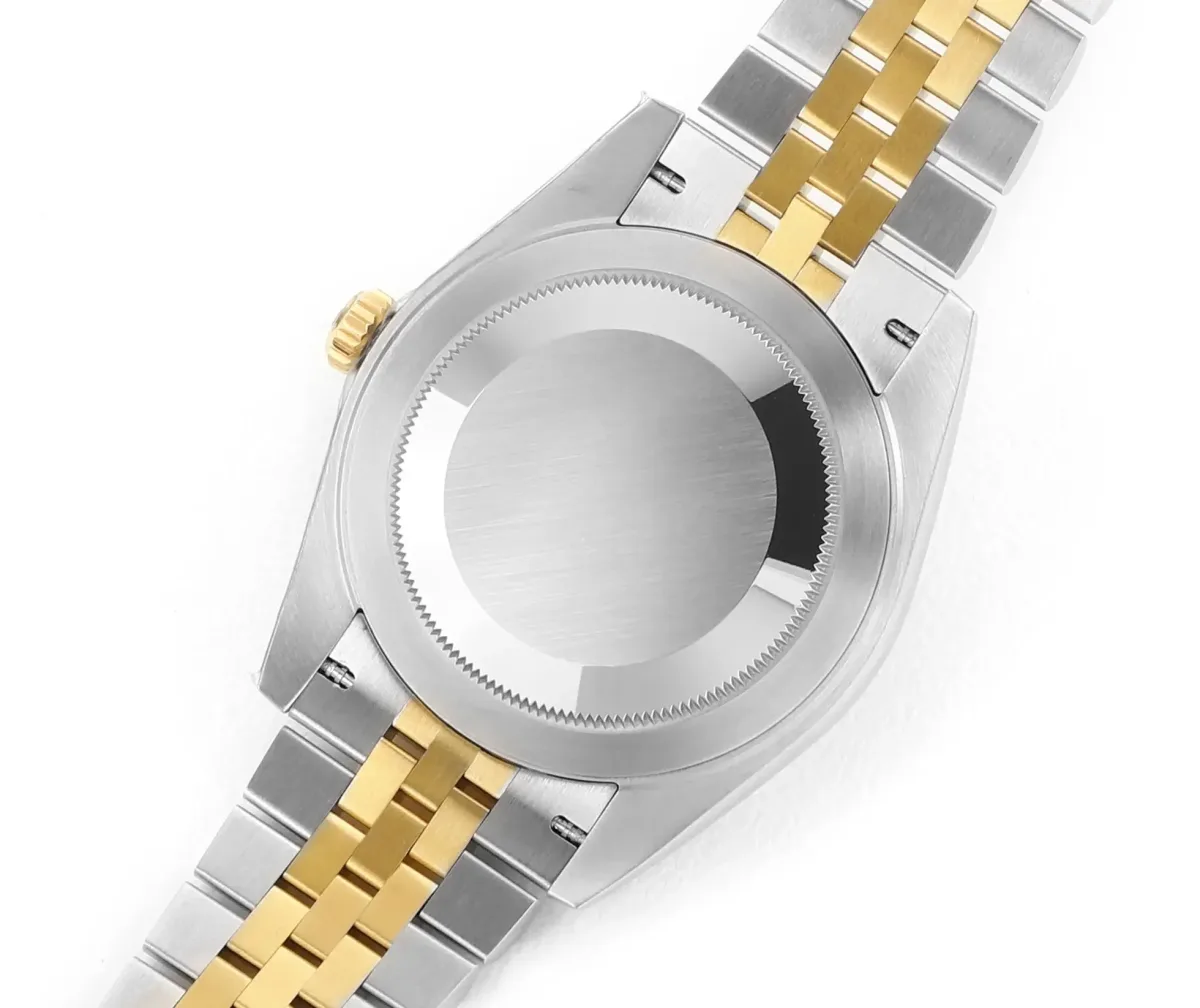 Rolex Datejust 41mm Watch - Two-Tone Steel and Gold with Black Diamond Dial - Super Clone