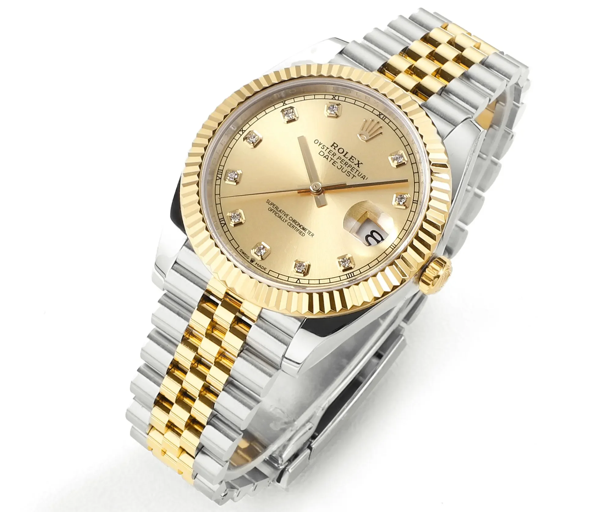 Rolex Datejust 41mm Two-Tone Gold &amp; Steel Watch with Diamond Bezel - Super Clone