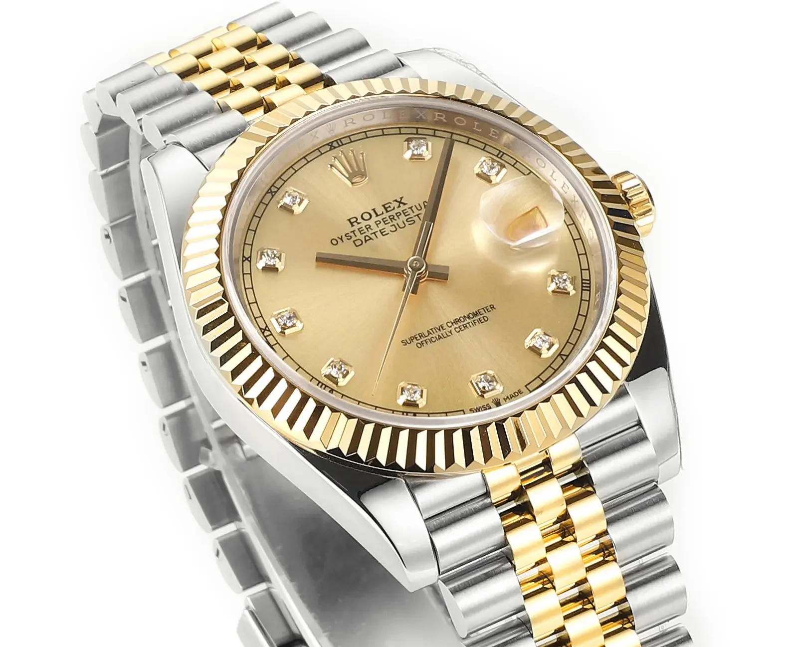 Rolex Datejust 41mm Two-Tone Gold &amp; Steel Watch with Diamond Bezel - Super Clone