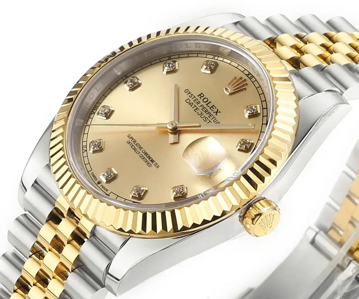 Rolex Datejust 41mm Two-Tone Gold &amp; Steel Watch with Diamond Bezel - Super Clone