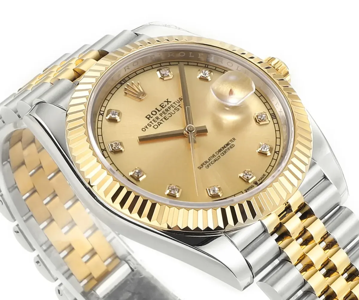 Rolex Datejust 41mm Two-Tone Gold &amp; Steel Watch with Diamond Bezel - Super Clone