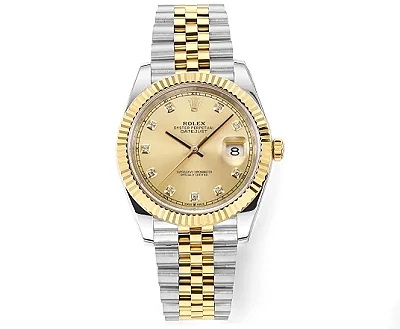 Rolex Datejust 41mm Two-Tone Gold &amp; Steel Watch with Diamond Bezel - Super Clone