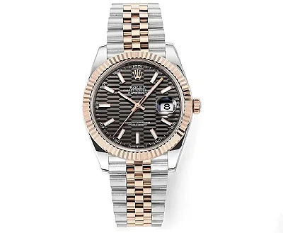 Rolex Datejust 41mm Watch - Two-Tone Steel and Rose Gold with Fluted Bezel - Super Clone