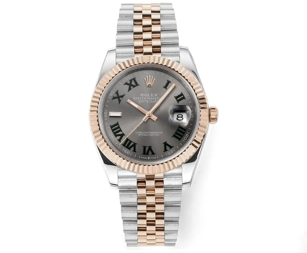 Rolex Datejust 41mm Watch - Two-Tone Steel and Rose Gold with Grey Dial - Super Clone