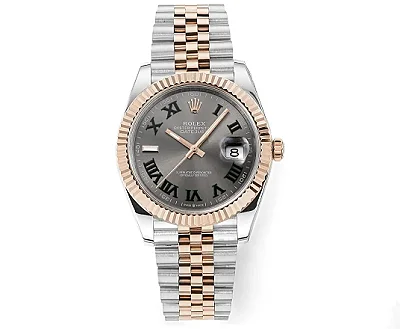 Rolex Datejust 41mm Watch - Two-Tone Steel and Rose Gold with Grey Dial - Super Clone