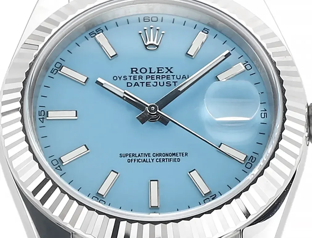 Rolex Datejust with 3235 Movement - Silver Stainless Steel, Ice Blue Dial, Fluted Bezel, Super Clone