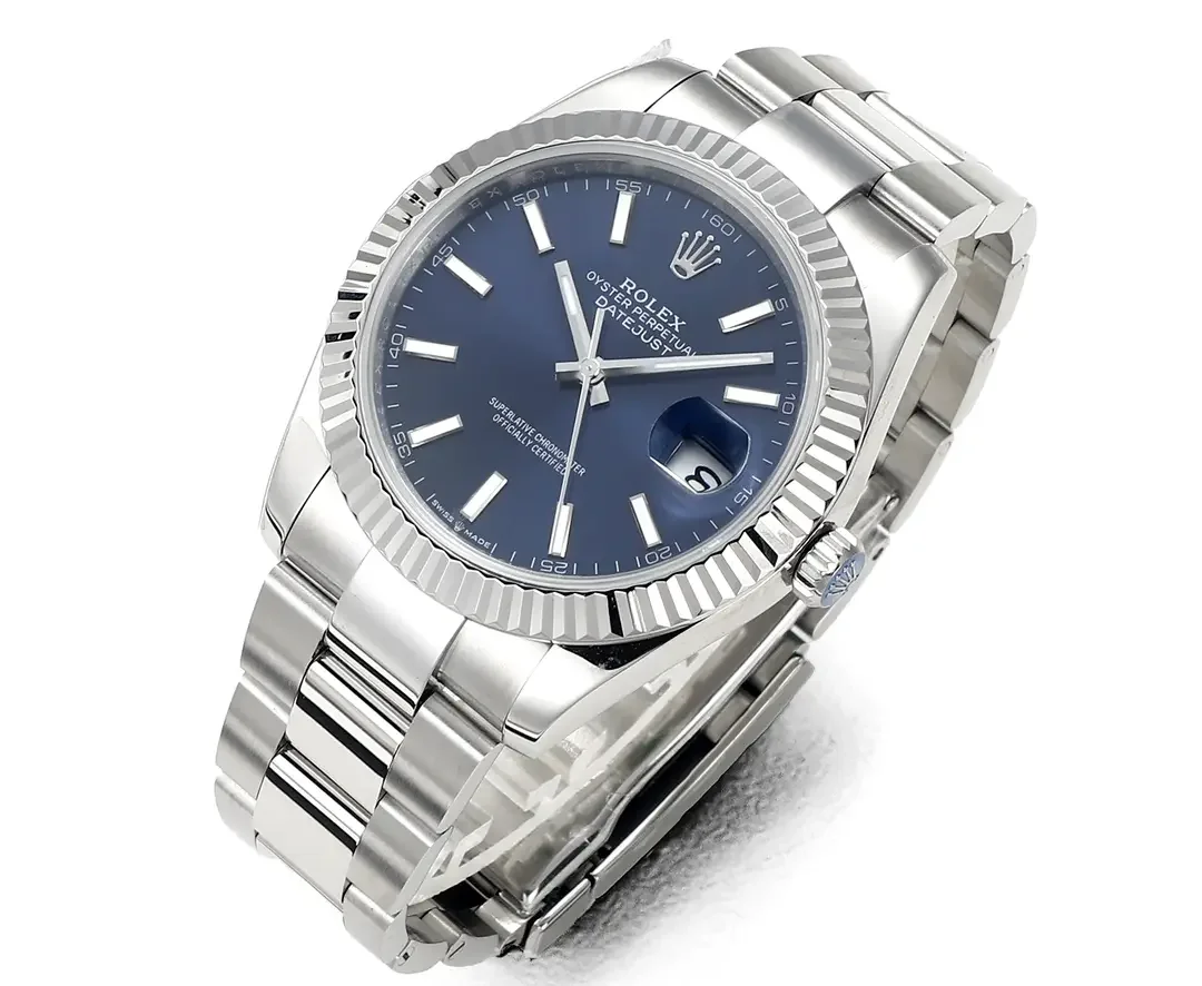 Rolex Datejust 41mm Blue Dial Stainless Steel Fluted Bezel Super Clone  with 3235 Movement