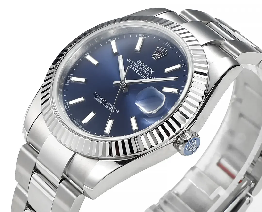 Rolex Datejust 41mm Blue Dial Stainless Steel Fluted Bezel Super Clone  with 3235 Movement