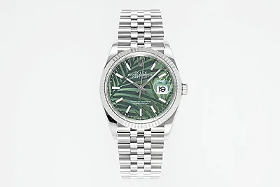 VS Factory Rolex Datejust 36mm Green Palm Motif Dial Stainless Steel Jubilee Bracelet Automatic Watc
