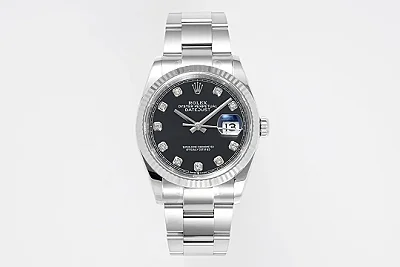 VS Factory Rolex Datejust 36mm Black Dial Diamond Hour Markers Stainless Steel Automatic Men's Watch