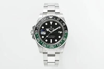 VS Factory Super Clone Rolex GMT-Master II 40mm Stainless Steel Super Clone Watch with Green and Black Ceramic Bezel, Black