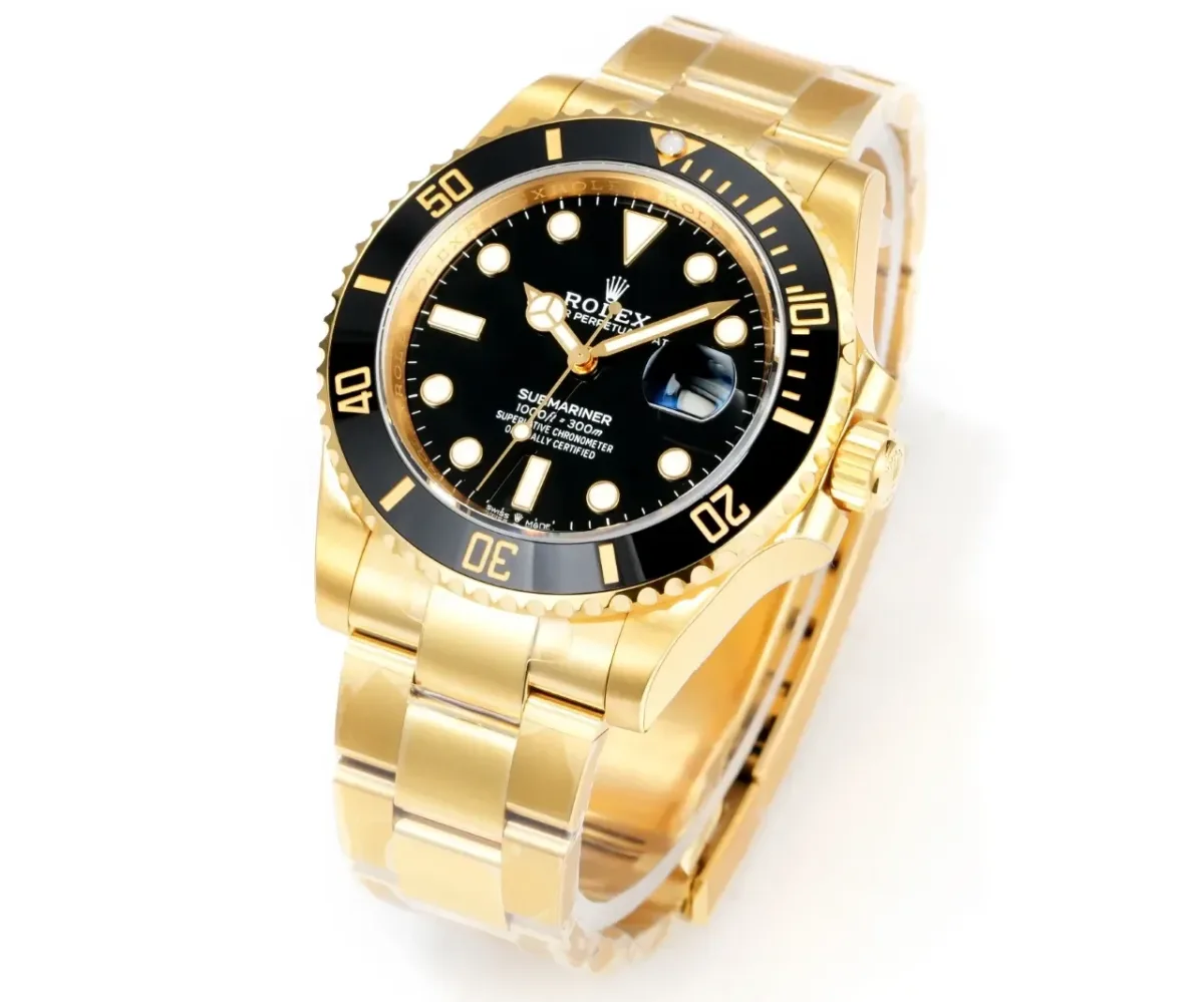 VS Factory Rolex Submariner 41mm Date 116618LN Men's Automatic Diver Watch in Yellow Gold with Black
