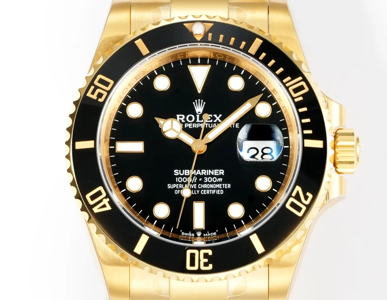 VS Factory Rolex Submariner 41mm Date 116618LN Men's Automatic Diver Watch in Yellow Gold with Black