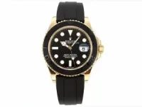VS Factory Rolex Yacht-Master 42mm Yellow Gold Black Dial Oysterflex Rubber Strap Luxury Men's Watch