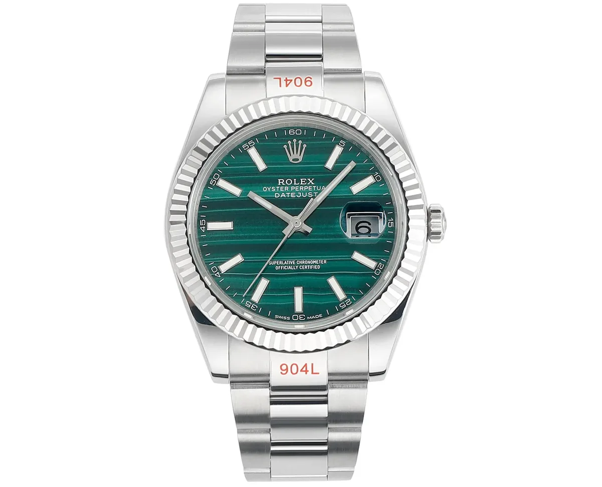 VS Factory Rolex Datejust 41mm Green Palm Motif Dial Fluted Bezel Oystersteel Oyster Bracelet Watch